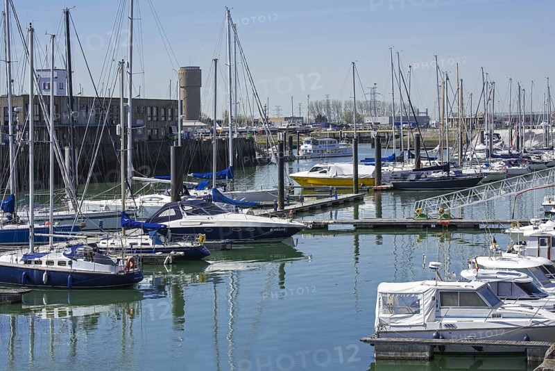 Sailing boats and pleasure yachts in the harbour at Zeebrugge along the North Sea coast