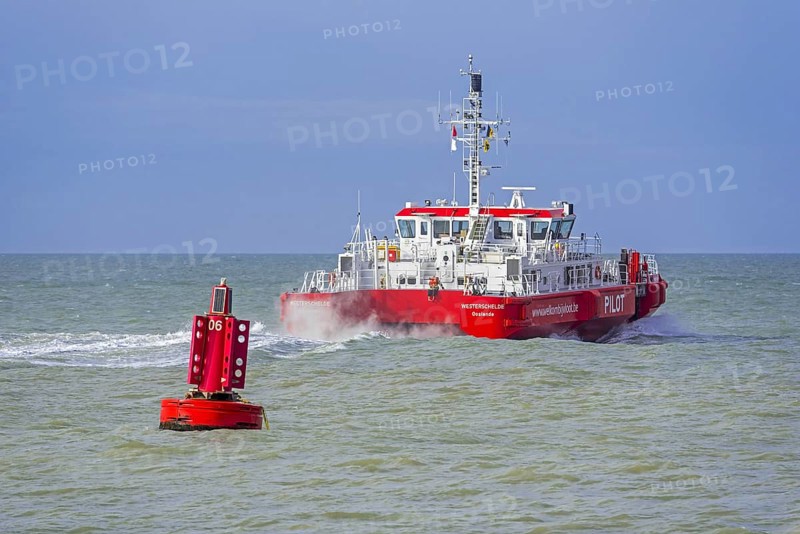 Red buoy in the North Sea and the Westerschelde