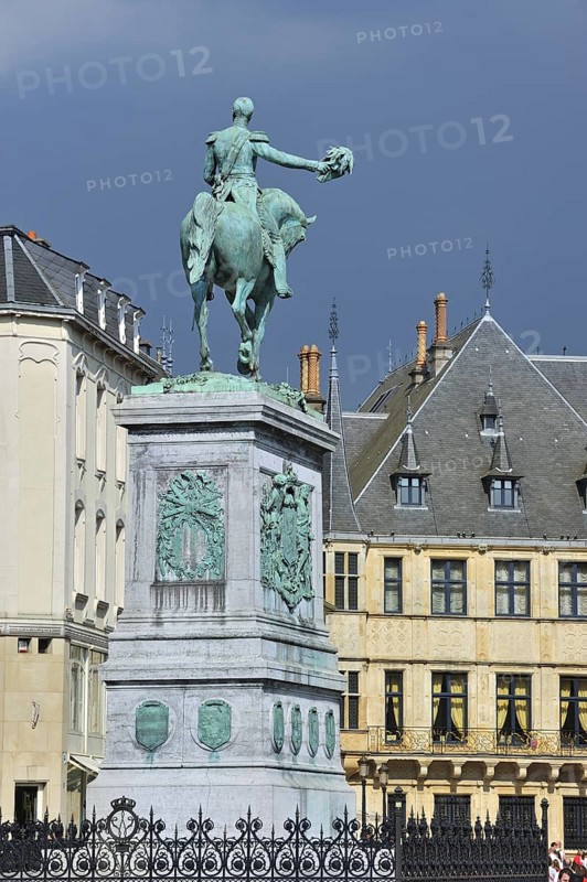 Equestrian statue of Grand Duke William II at the Place Guillame in Luxembourg