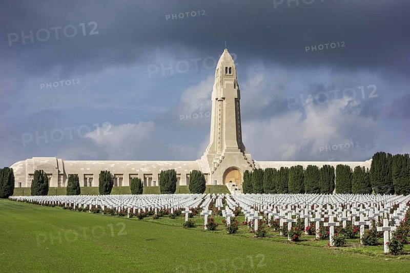 Douaumont ossuary and military cemetery for First World War One French and German soldiers who died at Battle of Verdun