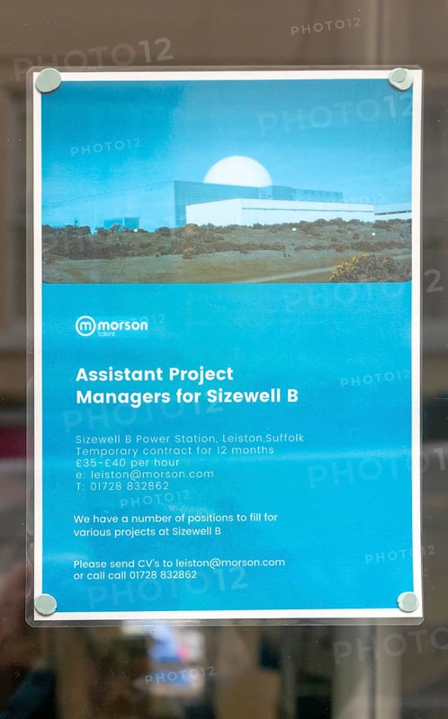 Employment advertising poster for Assistant Project Managers for Sizewell B nuclear power station
