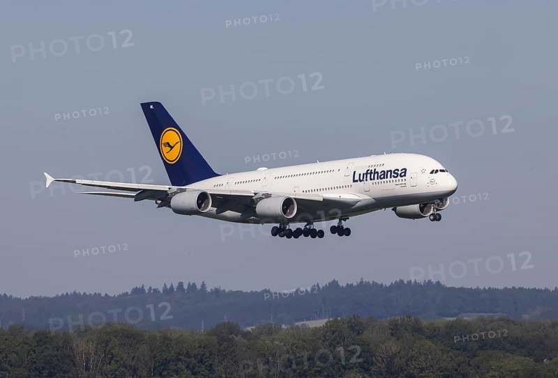 Lufthansa Airbus A380-800 from Boston approaching Munich Airport