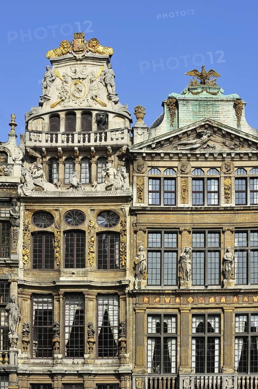 Facades of medieval guildhalls on the Grand Place at Brussels