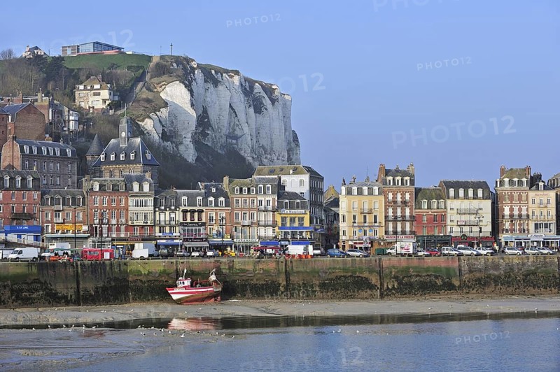 Fishing boat at low tide in the harbour at Le Treport