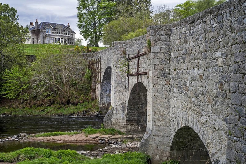 18th century Old Spey Bridge over the River Spey at Grantown-on-Spey