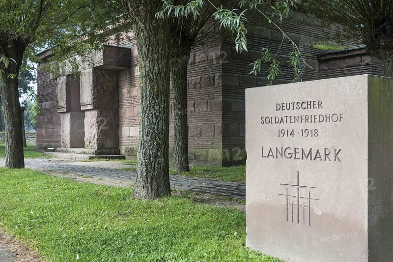 Entrance of the First World War One military cemetery Deutscher Soldatenfriedhof Langemark