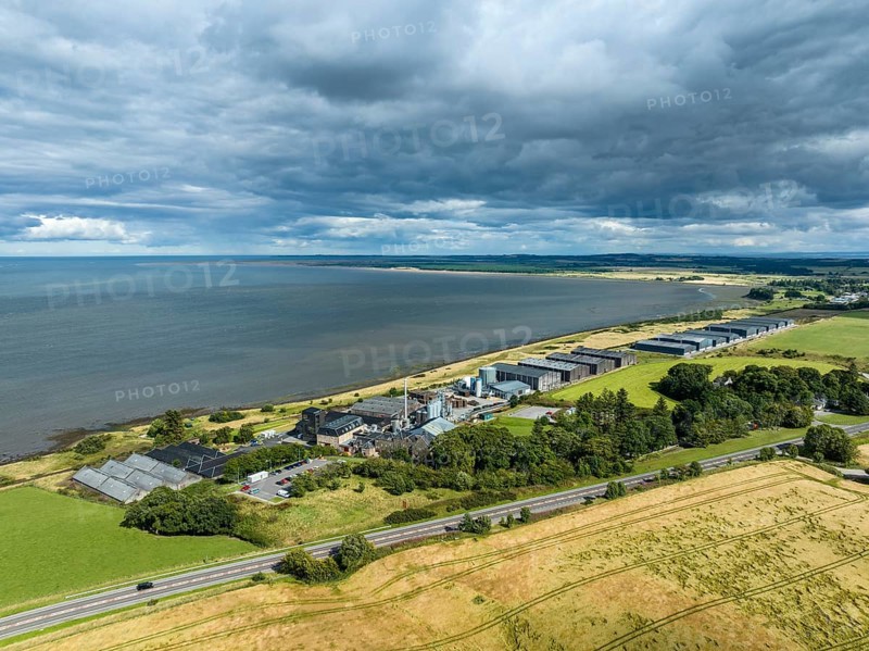 Aerial view of the Glenmorangie whisky distillery near Tain