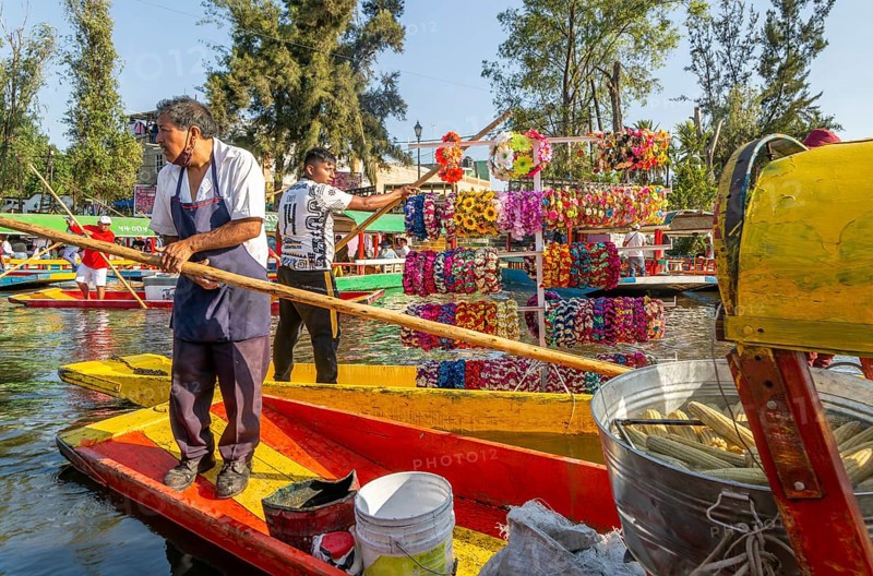 Popular tourist attraction boating Xochimiloco