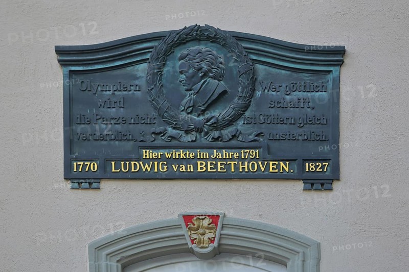 Monument and relief to Ludwig van Beethoven with inscription