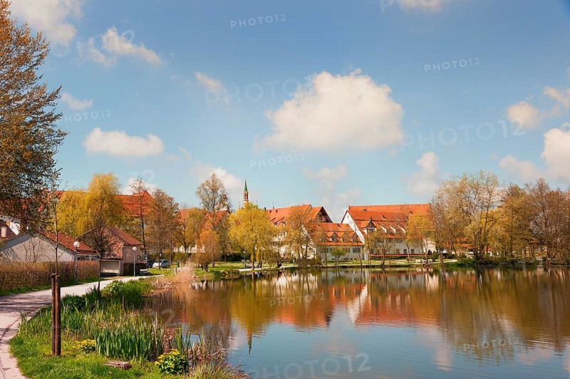 Town lake with active path