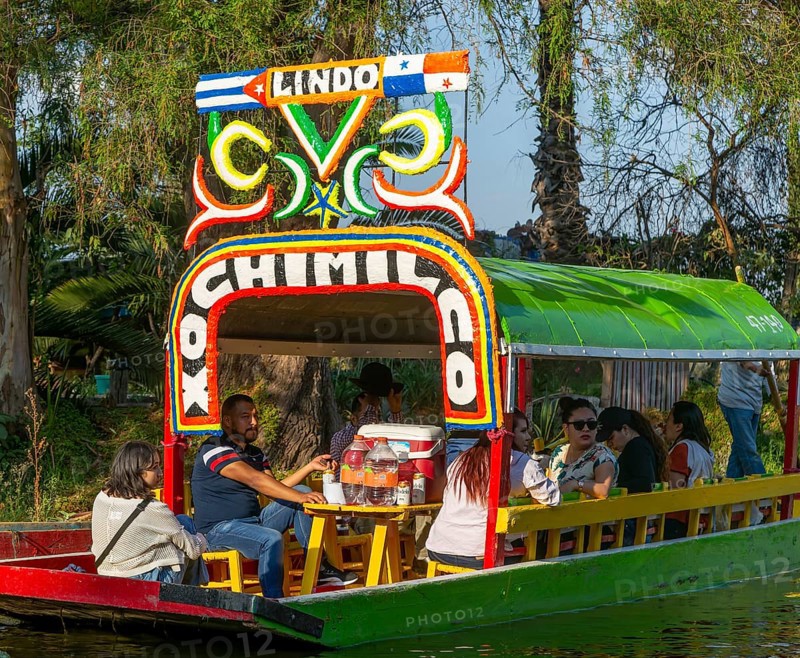 Popular tourist attraction boating Xochimiloco