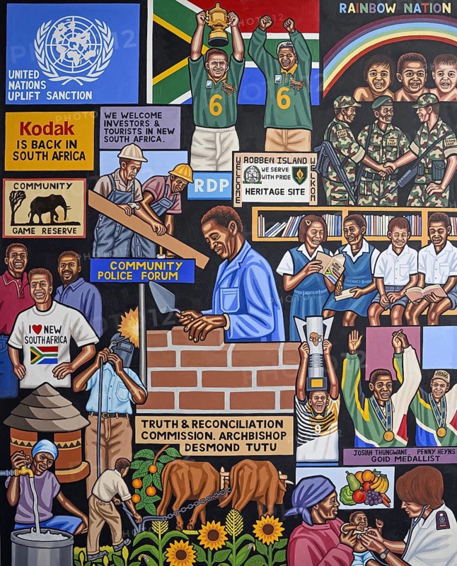 Artwork by artist Sipho Ndlovu on the history of South Africa
