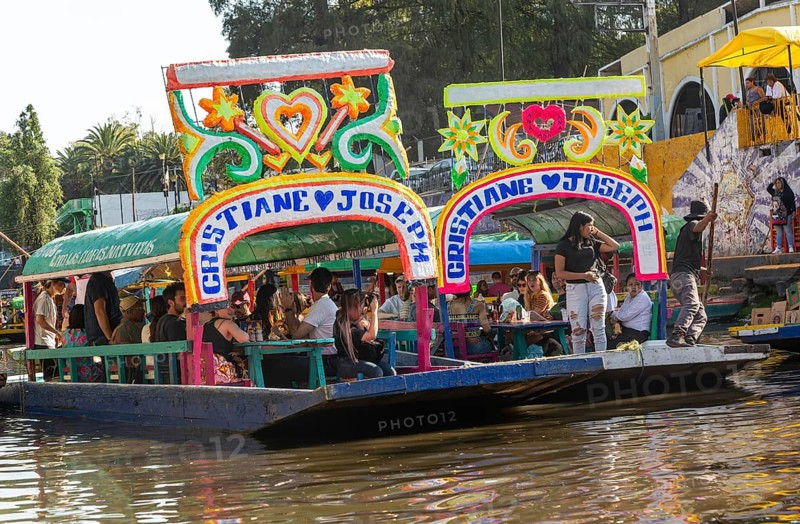 Popular tourist attraction boating Xochimiloco