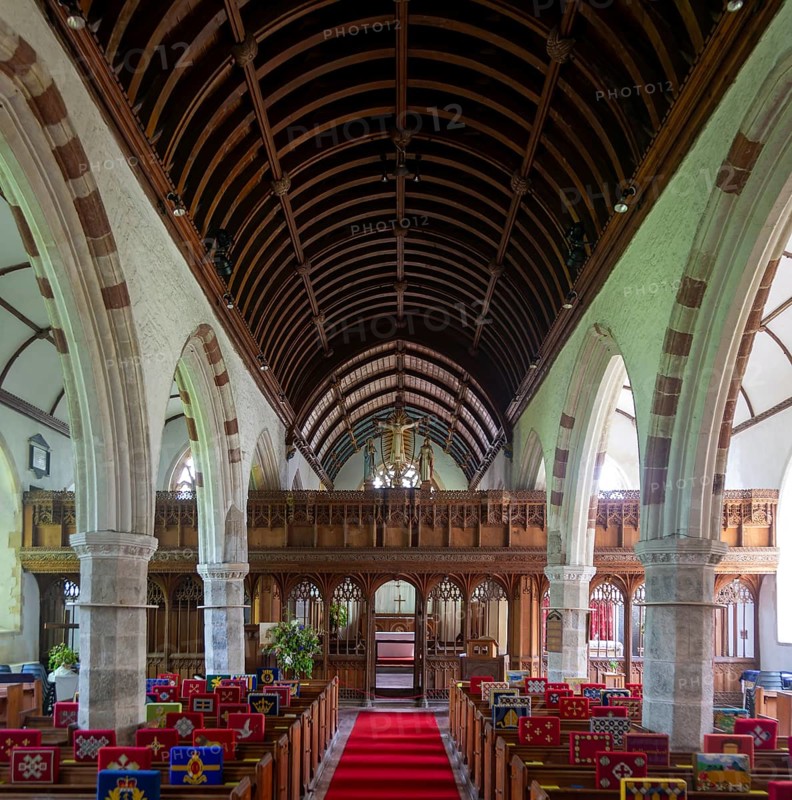 Interior of village parish church of Saint Paul de Leon