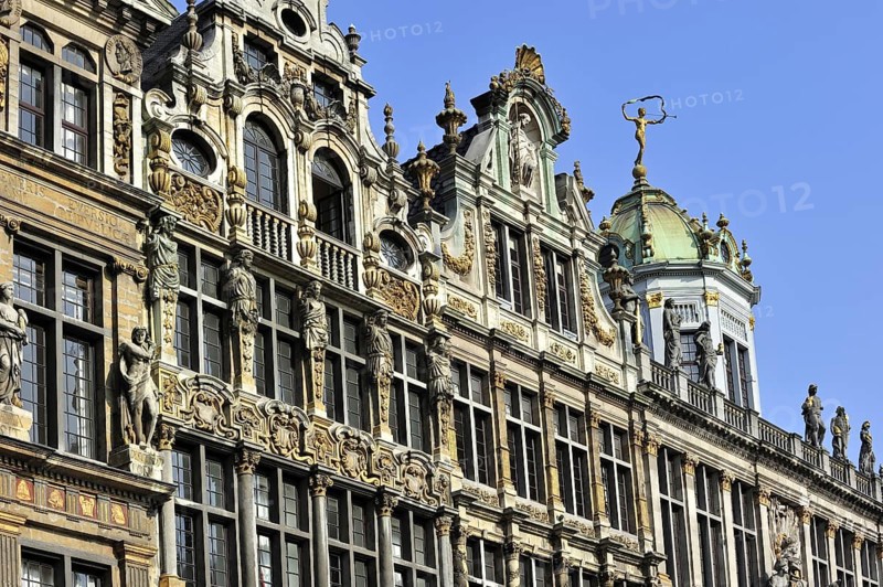 Facades of medieval guildhalls on the Grand Place at Brussels