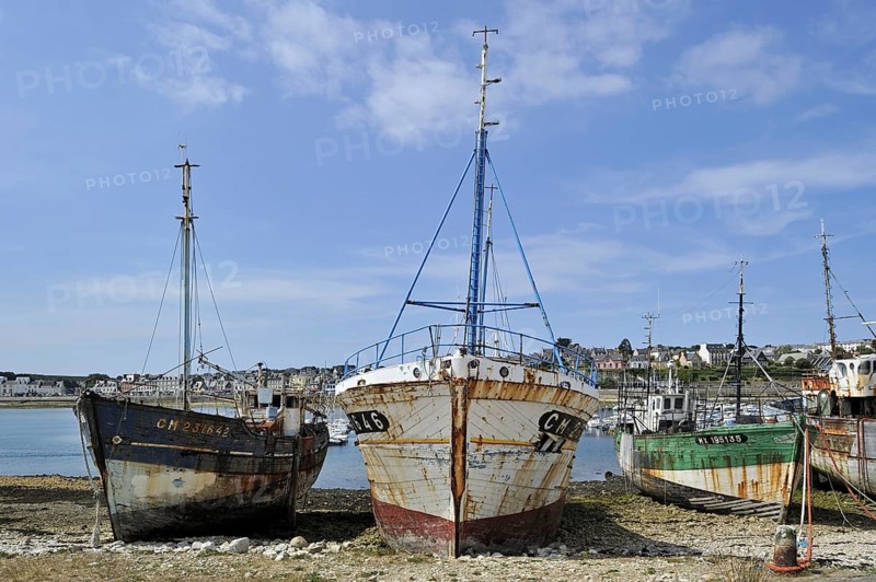 Wrecks of trawler fishing boats in the harbour of Camaret-sur-Mer