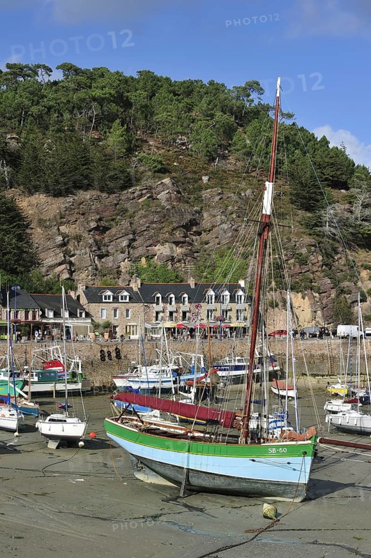 Colourful fishing boats in the harbour of Erquy
