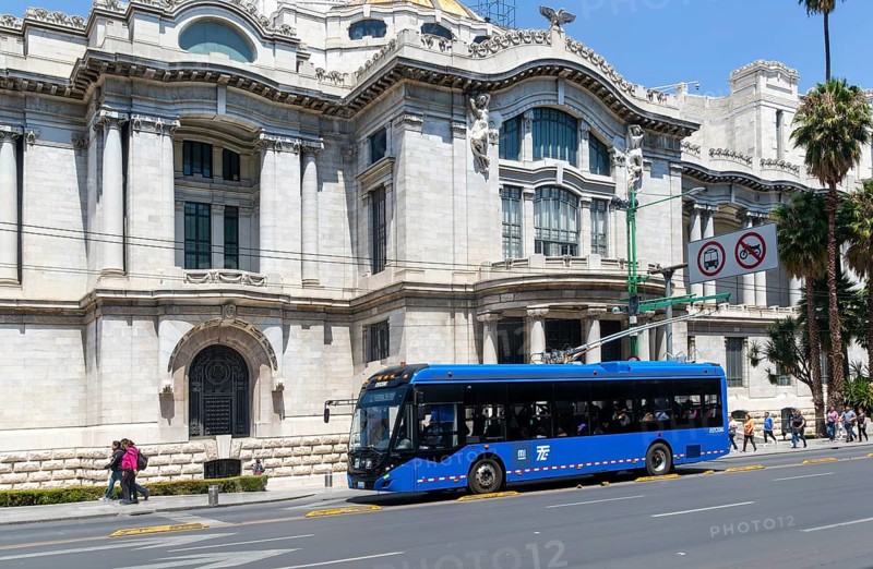 Electric powered modern trolley bus public transport rapid transit system