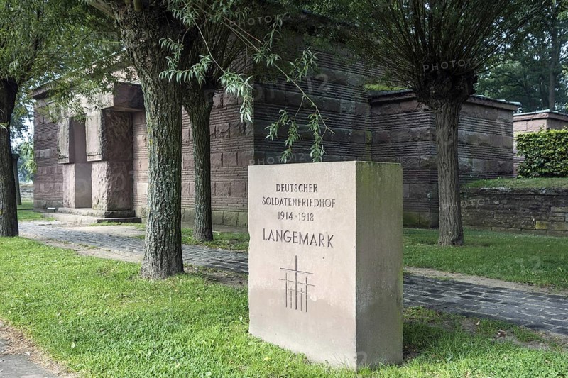 Entrance of the First World War One military cemetery Deutscher Soldatenfriedhof Langemark
