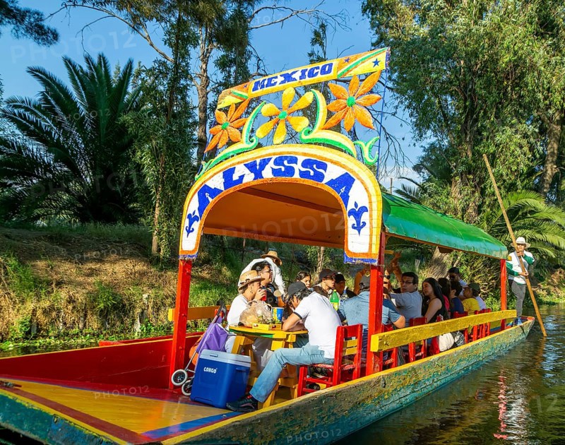 Popular tourist attraction boating Xochimiloco