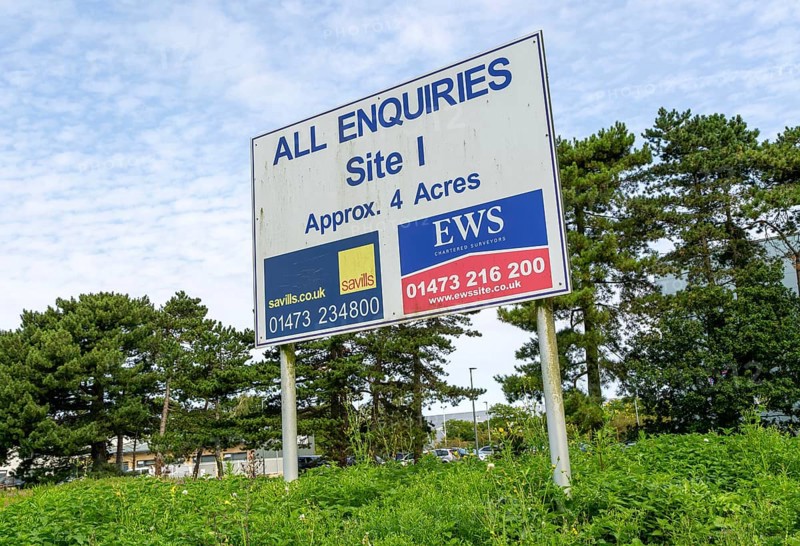Commercial property estate agent sign for development site