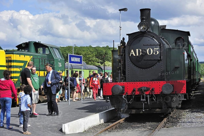 Steam train at the depot of the Chemin de Fer a Vapeur des Trois Vallees at Mariembourg