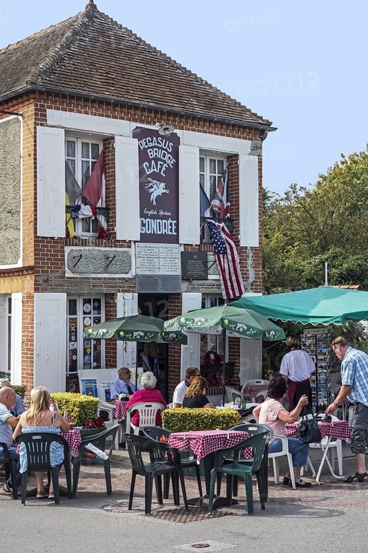 Tourists visiting the Pegasus Bridge cafe