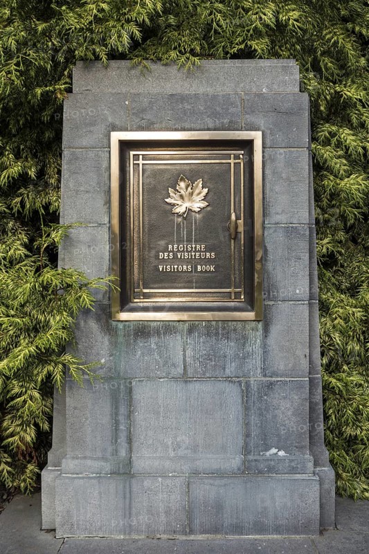 Locker with visitors' book and register at the St. Julien Memorial