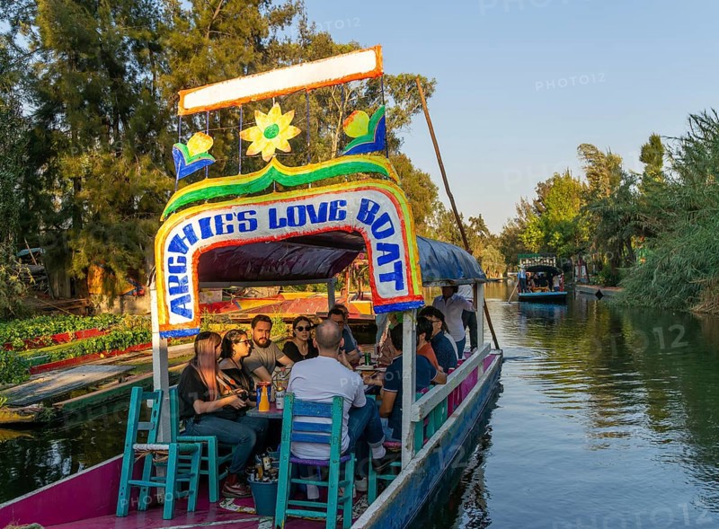 Popular tourist attraction boating Xochimiloco