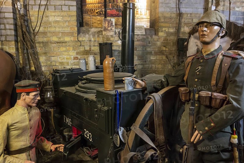 First World War One diorama of German soldiers at field kitchen in the Hooge Crater Museum at Zillebeke
