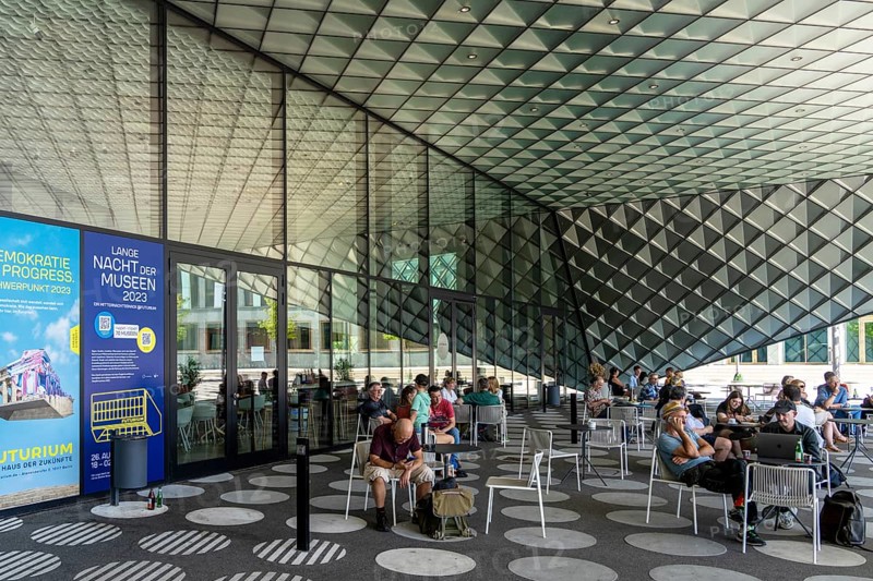 Cafe at the entrance to the Futurium