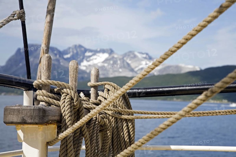 Rigging detail on board of the tall ship