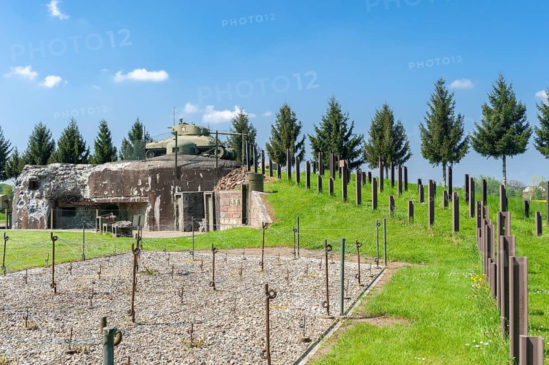Esch casemate with anti-tank rails and M4 Sherman tank as part of the former Maginot Line