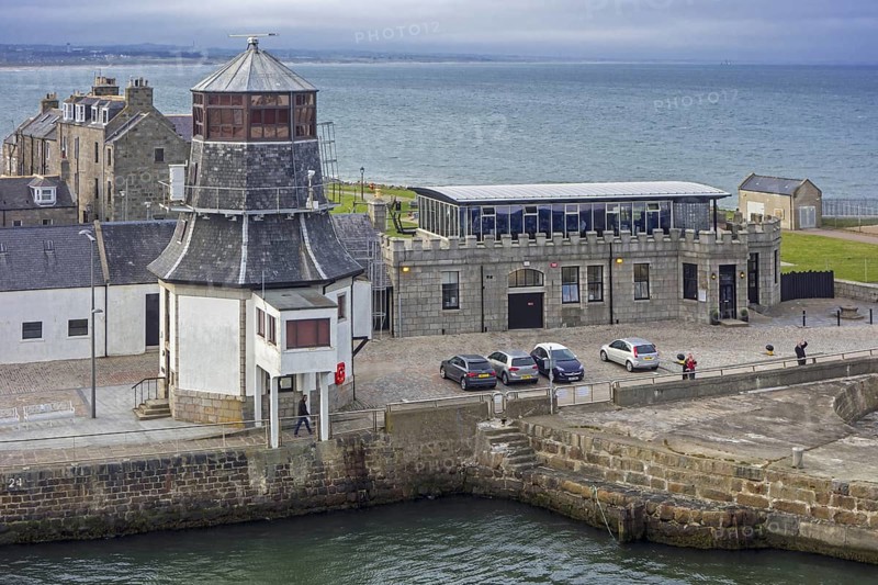 The old harbour master's control tower at entrance to the Aberdeen port
