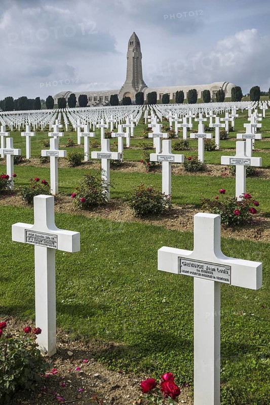 Douaumont ossuary and military cemetery for First World War One French and German soldiers who died at Battle of Verdun