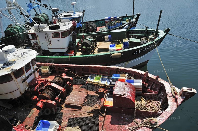 Colourful trawler fishing boats in the Guilvinec port