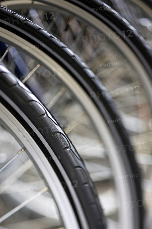 Close up of front wheel and tubular tire