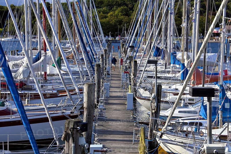 Sailing boats in the Travemuende harbour