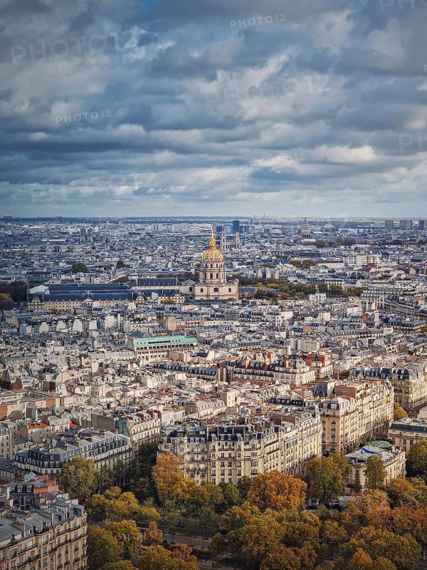Aerial view of Paris cityscape