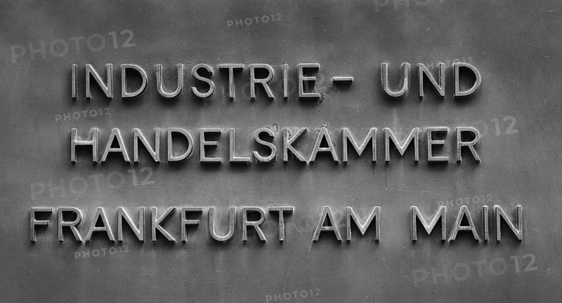Sign with inscription Chamber of Industry and Commerce Frankfurt am Main
