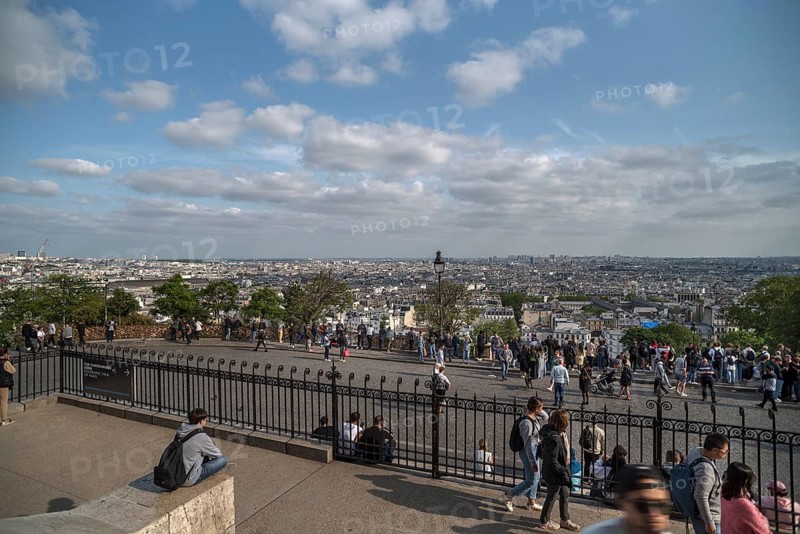 View of the city of Paris from the square in front of the Sacre-Coeur Basilica