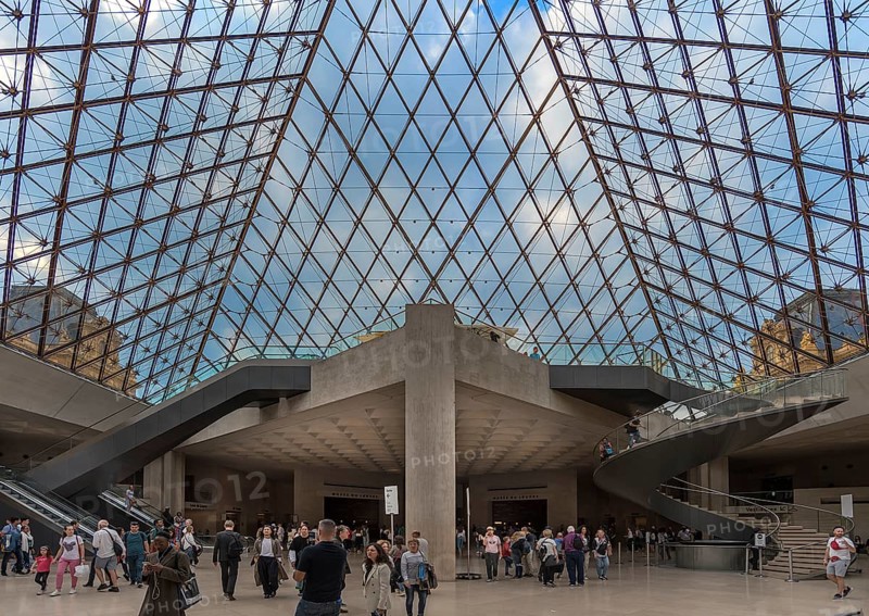 Entrance hall to the Louvre under the pyramid