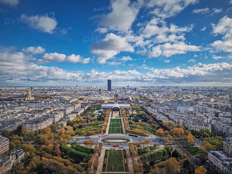 Paris cityscape view from the Eiffel tower heights