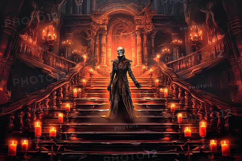 The Legendary Phantom of the Opera going down the stairs of the Paris Opera