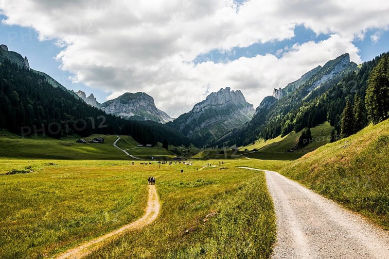 Mountain landscape and hiking trail
