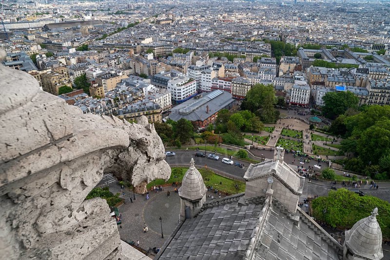 View of Paris from the tower of the Sacre-Coeur de Motmartre Basilica