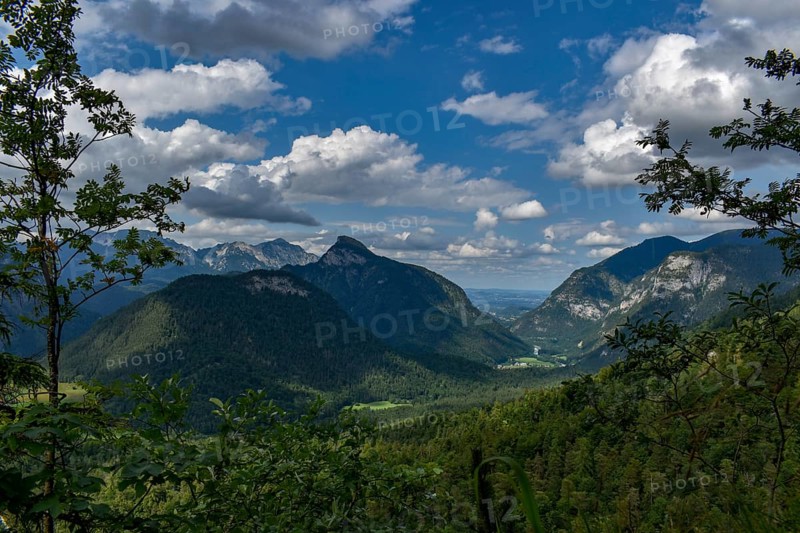 View from the horse-rider Alm towards Bad Reichenhall and Hochstaufen