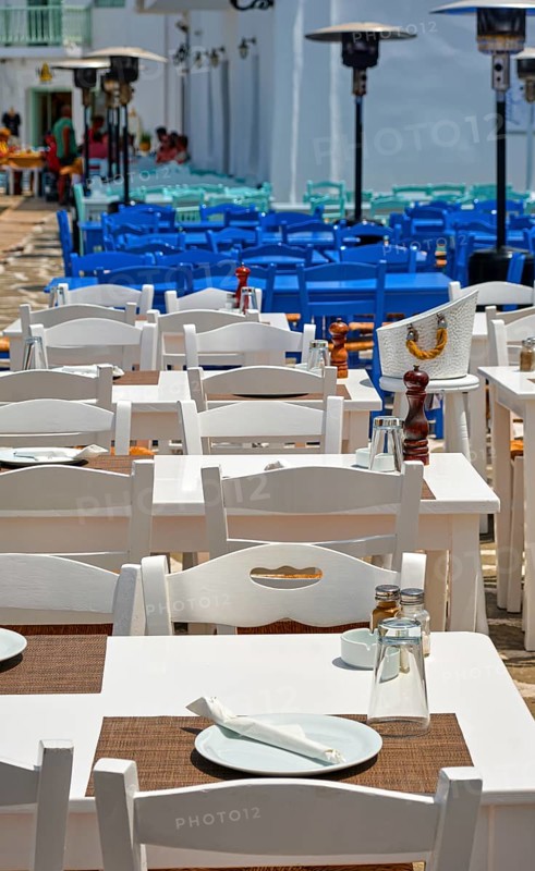 Colorful tables and chairs