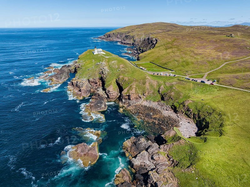 Aerial view of the lighthouse at Stoer Head