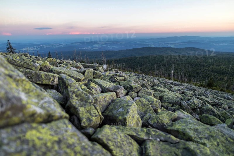 Sunset with view from the Lusen